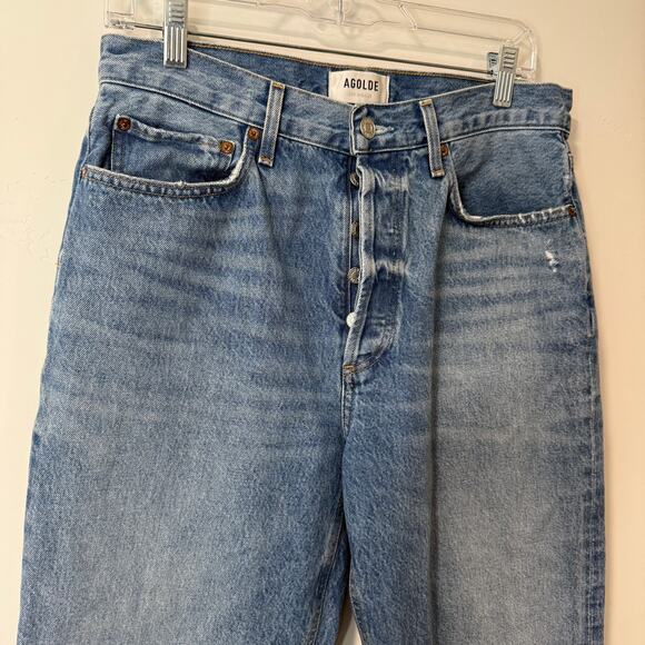 Agolde Light Blue Straight Leg Jeans - Picture 6 of 10